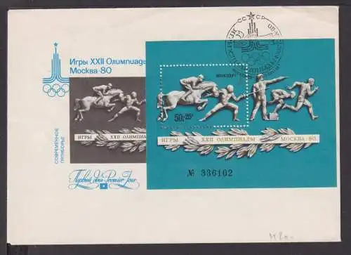 Briefmarken Russland Europa Brief Block 1980 Olymiade Fünfkampf