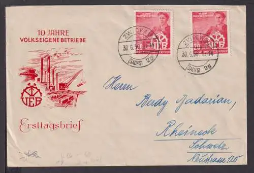 DDR Brief MEF 527 Volkeigene Betriebe Zwickau Rheineck Schweiz als FDC 30.6.1956