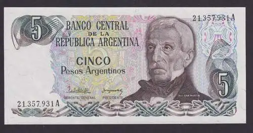 Banknote Geldschein Argentinien Südamerika 5 Pesos Top Erhaltung UNC