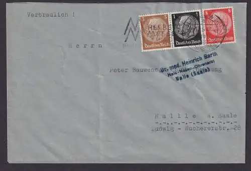 Deutsches Reich Brief Zusammendruck Hindenburg Masch.SST Leipzig Herbstmesse