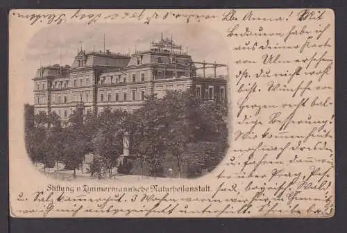 Ansichtskarte Chemnitz Sachsen Zimmermann Naturheilanstalt 1898 München Bayern