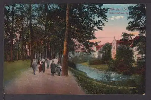 Ansichtskarte Münster NRW 1924 Promenadenpartie Kassel