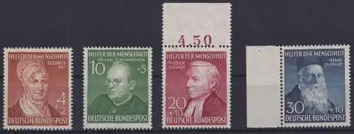 Bund 156-159 Wohlfahrt Helfer 1952 oft vom Rand Luxus postfrisch KatWert 130,-+