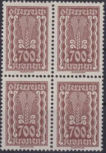 Österreich 389 700 Kr. Hammer & Zange Viererblock Luxus postfrisch MNH 140,00++