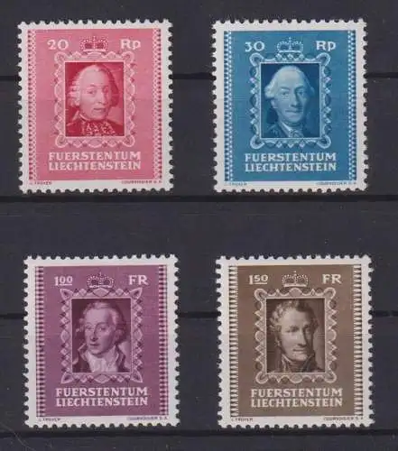 Liechtenstein 207-210 Fürsten Ausgabe 1942 tadellos postfrisch MNH Kat.-W. 19,00