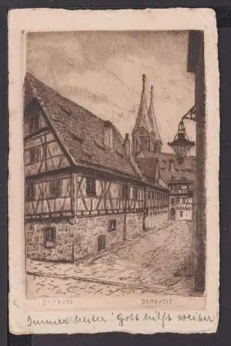 Ansichtskarte Bamberg Bayern Domgasse 1931 Tabarz Thüringen Radierung