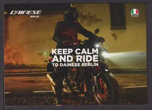 Ansichtskarte Motorrad Reklame Dainese Berlin Keep calm and ride to Dainese