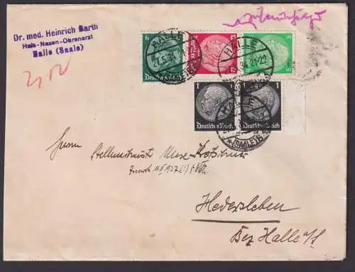 Deutsches Reich Brief Zusammendruck Hindenburg Halle Hedersleben 1934