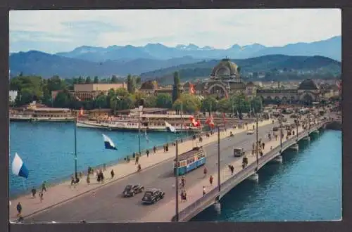 Ansichtskarte Luzern Schweiz Sebrücke mit Alpen Lüttich Belgien