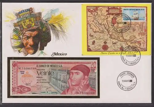 Geldschein Banknote Banknotenbrief Mexiko Südamerika exotisches Motiv