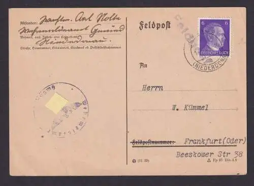 Österreich Ostmark Deutsches Reich viol. L1 Feldpost Gmünd Niederdonau Frankfurt