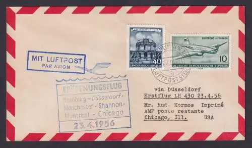 Flugpost DDR Berlin Luftpoststelle Chicago Illionis USA Eröffnung Hamburg