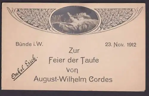 Jugendstil Bünde Westfalen Speisekarte Menukarte August Wilhelm Cordes