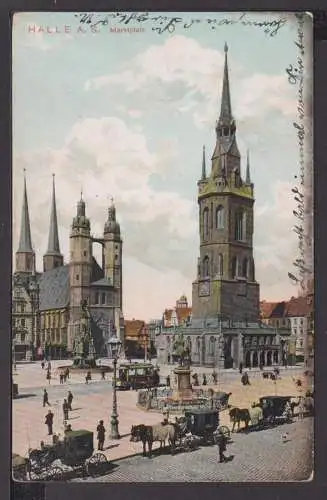 Ansichtskarte Halle Sachsen-Anhalt Marktplatz 1905 Zeulenroda Thüringen