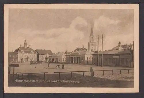 Ansichtskarte Mitau Lettland Markt mit Rathaus und Trinitaliskirche