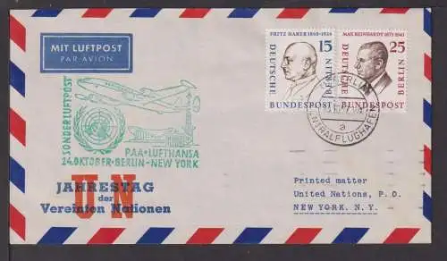 Flugpost airmail Berlin Brief MIF Männer PAA Lufthansa New York USA Sonder-Lp