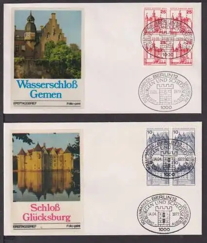 Briefmarken Berlin Burgen & Schlösser Viererblock Briefen als FDC selten 94,00++