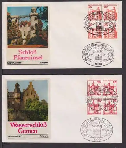 Briefmarken Berlin Burgen & Schlösser Viererblock Briefen als FDC selten 94,00++