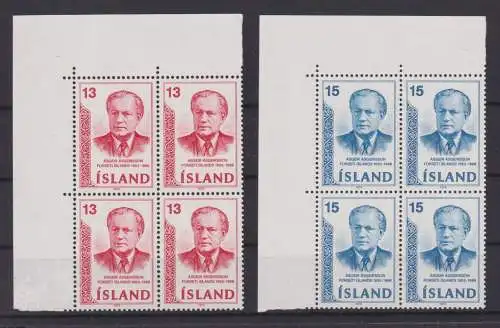 Island 480-481 Präsident Asgeiersson Viererblock Bogenecke Luxus postfrisch MNH