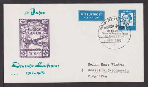 Flugpost airmail Berlin Privatganzsache Deutsche schöner SST Berlin Zenttral -