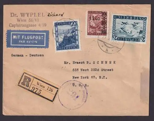 Österreich Zensur Brief MIF 2 S Landschaften Destination Wien 126 New York USA