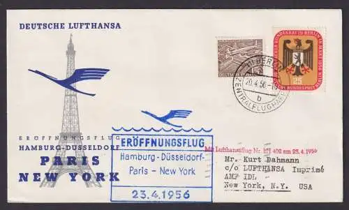 Flugpost Brief Air Mail Berlin MIF Bauten Lufthansa Hamburg New York USA