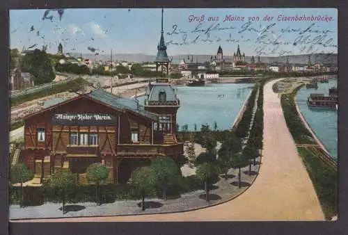 Ansichtskarte Mainz Rheinland-Pfalz Eisenbahnbrücke 1914 Katzenelnbogen