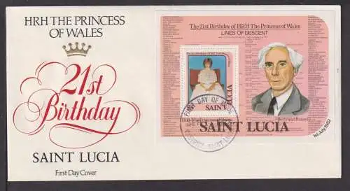 Briefmarken Saint Lucia Übersee Brief Block 1982 Princess of Wales