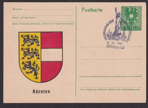 Österreich Privatganzsachen Wappen Philatelie Kärnten toller blauerSST Eröffnung