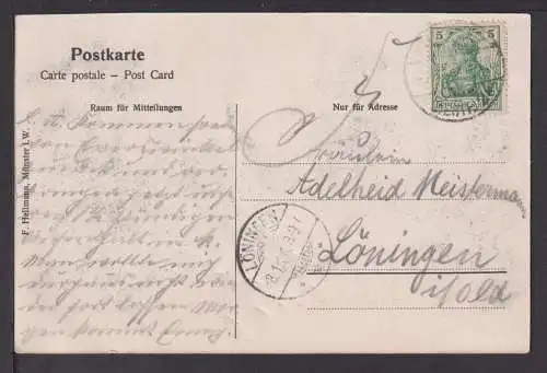 Postsache Posthorn Post Ansichtskarte Münster i.W. NRW 1905 Bazar Post Löningen