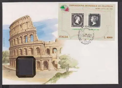 Briefmarken Italien Europa Brief Block 1985 Briefmarken Ausstellung Rom