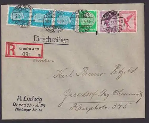 Deutsches Reich R Brief inter. Frankatur Hindenburg Reichspräsidenten Flugpost