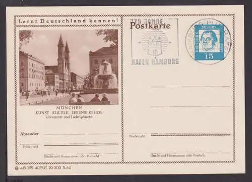 Flugpost airmail Bundesrepublik Bild Ganzsache MaschSST 775 J. Hafen Hamburg auf