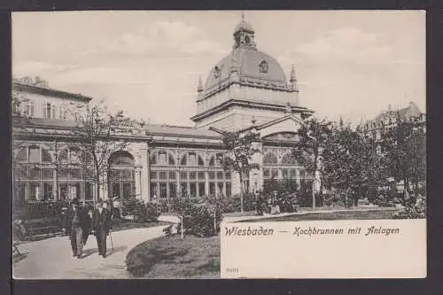 Ansichtskarte Wiesbaden Hessen Kochbrunnen mit Anlagen