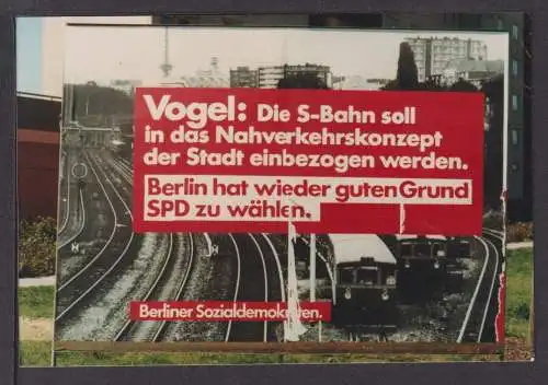 Ansichtskarte Reklame Politik SPD Berlin Nahverkehrszone Minister Vogel