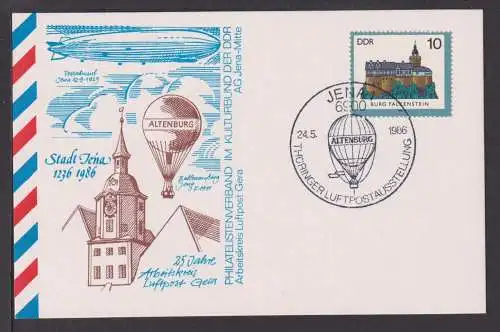 Flugpost Airmail Ballonpost DDR Deutschland 1986 SST Jena Thüringer Zeppelin