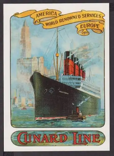 Art Deco Reklame Künstler Ansichtskarte Schifffahrt Marine Schiffe Cunard Line