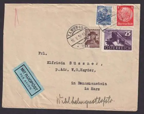 Flugpost T.A. Wien Österreich Brief MIF Deutsches Reich Hindenburg 1938