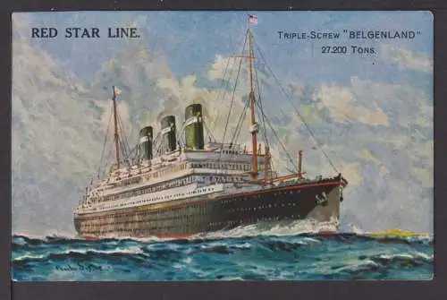 Ansichtskarte Schiffe Marine Schifffahrt Red Star Line Triple Screw Belgenland