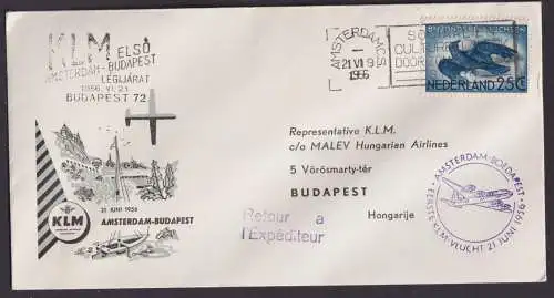 Flugpost Brief Air Mail KLM Amsterdam Niederlande Budapest Ungarn 1956