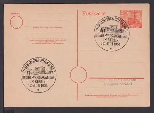 Berlin Ganzsache 8 Pfg. Bauten SST UNESCO Charlottenburg Bundesversammlung 1954