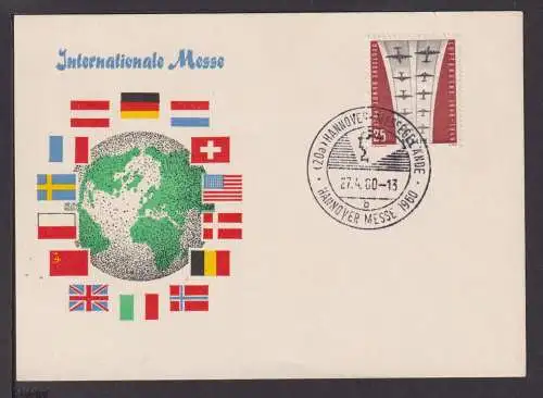 Bund Brief Hannover Messe tolle Anlasskarte mit Weltkugel Globus 27.4.1960