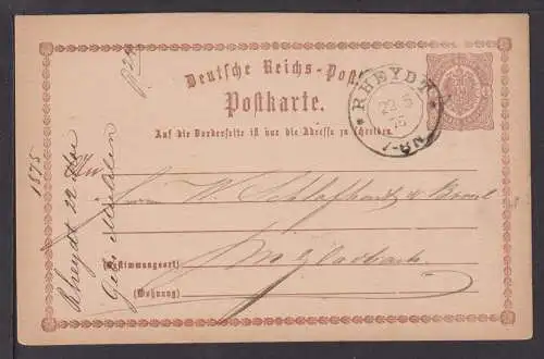 Deutsches Reich Brustschild Ganzsache P1 K2 Rheydt Rheinland Mönchengladbach