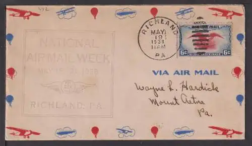 Flugpost Airmail USA Übersee 1938 SST National Air Mail Week Richland