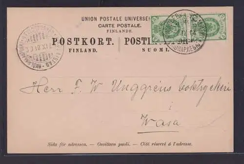 Finnland Brief MEF 5 Pen mit inter. Stempel auf Postkarte 1904