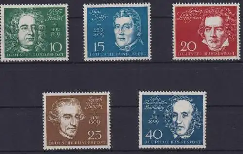 Bund 315-319 Beethoven Musik Komponist 1959 Luxus postfrisch MNH KatWert 20,00