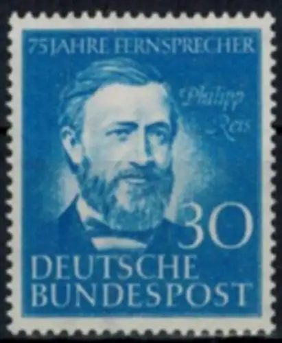 Bund 161 Philipp Reis Telefon 30 Pfg. Luxus postfrisch MNH 1952 Kat.-Wert 55,00