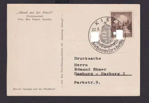 Deutsches Reich Brief Propagnada Stempel Kiel Deutschlandreise Reichsverweser