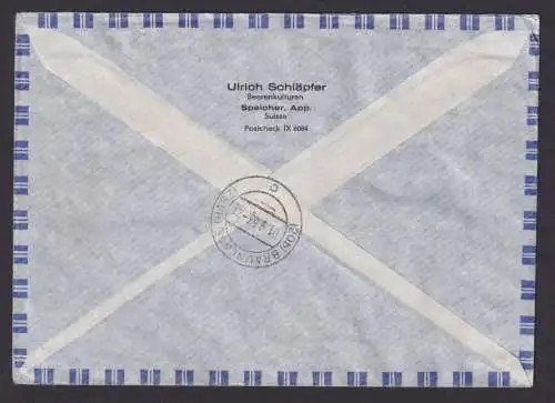 Flugpost Air Mail Schweiz R Brief Paar 40c Sonder R-Zettel FLUGHAFEN ZÜRICH 58