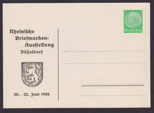 Deutsches Reich Privatganzsache Philatelie Düsseldorf Rheinische Briefmarken